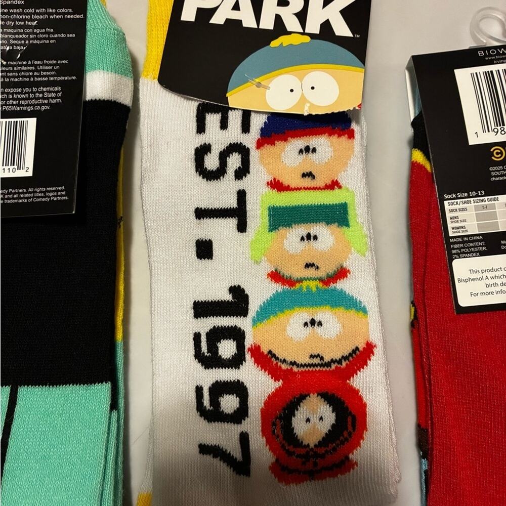 South Park Cartman Butters Comedy Central Novelty Crew Socks Bundle 3 - Picture 6 of 7
